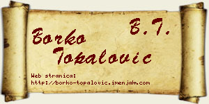 Borko Topalović vizit kartica